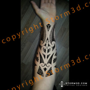Forearm tattoo with feathers tribal
