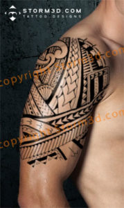 Download Samoan inspired sleeve tattoo design with Maori koru shapes