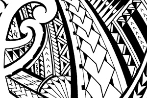 Samoan inspired sleeve tattoo design with Maori koru shapes